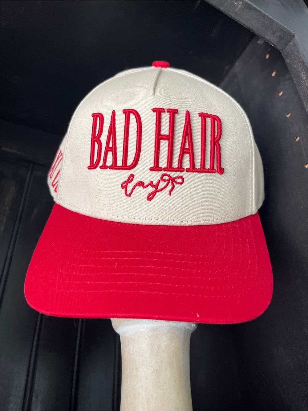 Bad Hair Day Two-Tone Baseball Cap - Red & Cream